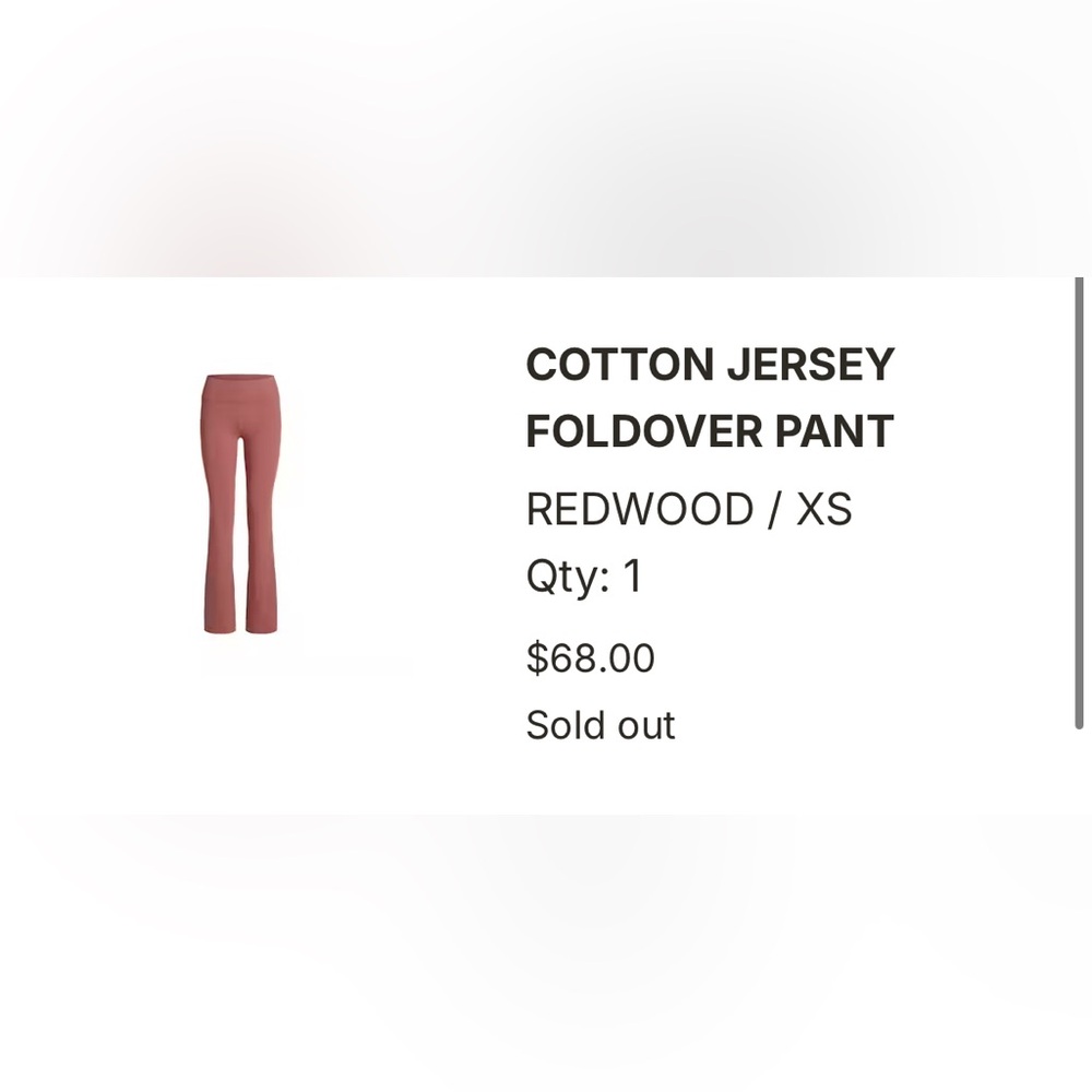 SKIMS cotton Jersey Foldover Pant in Redwood size XS